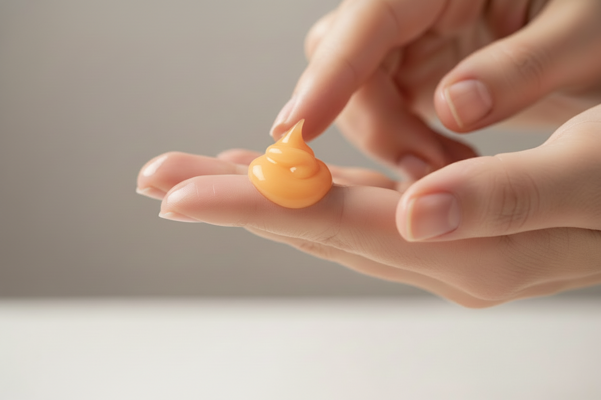 Face butter melting on fingers without drops