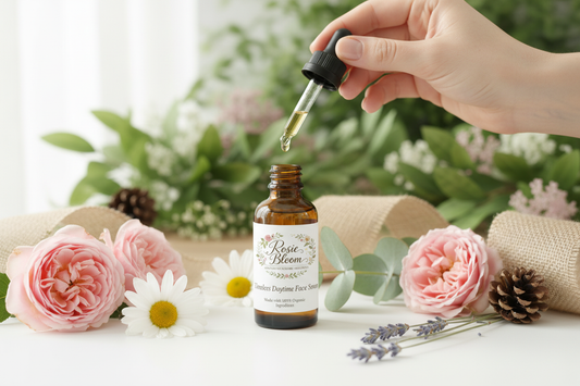 Hand Holding Dropper with Botanicals