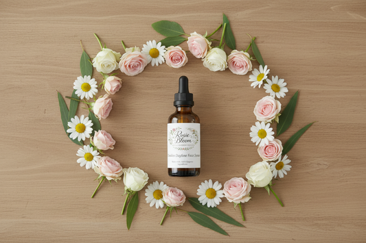 Timeless Day Face Serum bottle with botanical background