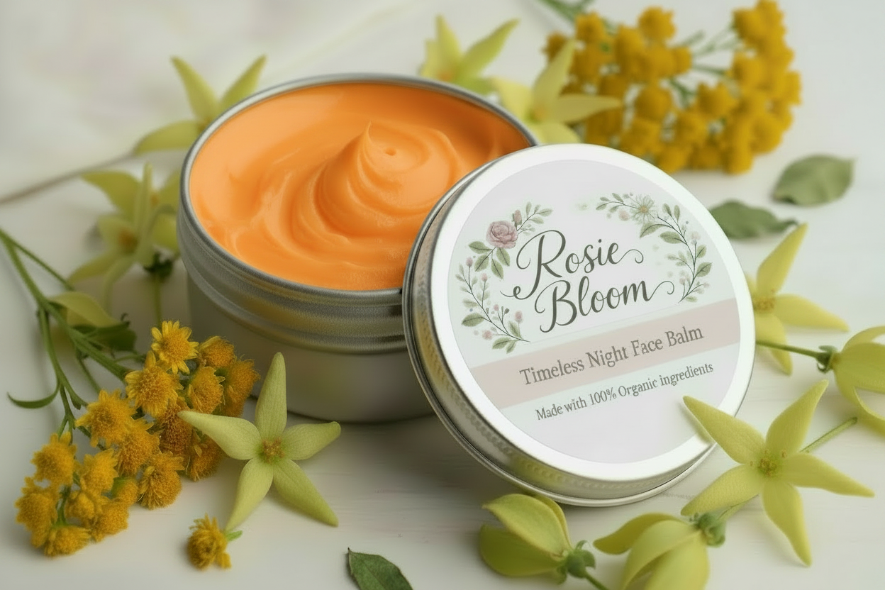 Timeless Night Face Butter with helichrysum and ylang ylang flowers