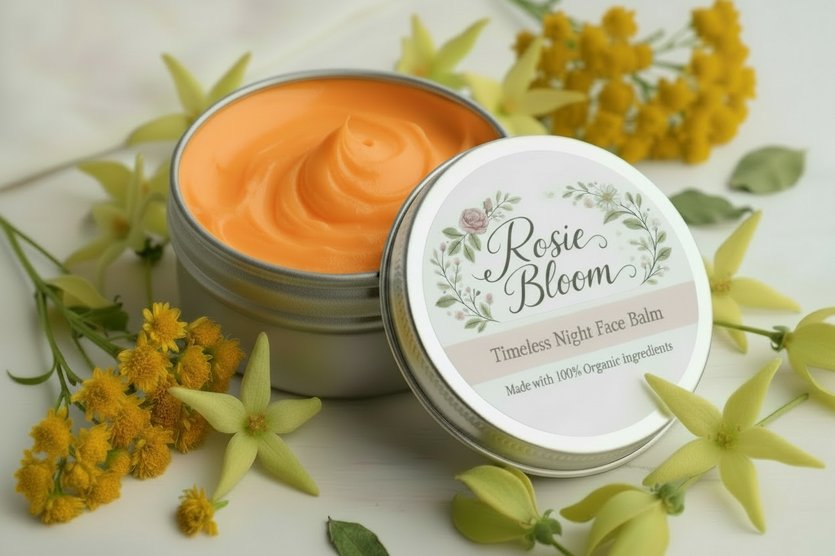 Timeless Night Face Butter with helichrysum and ylang ylang flowers